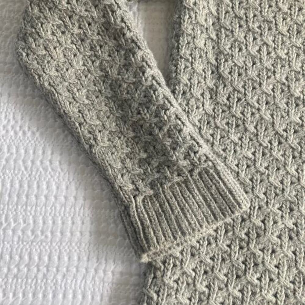 Banana Republic Star Stitch Sweater Women L Gray Crew Pullover Alpaca Wool Blend - Picture 5 of 9